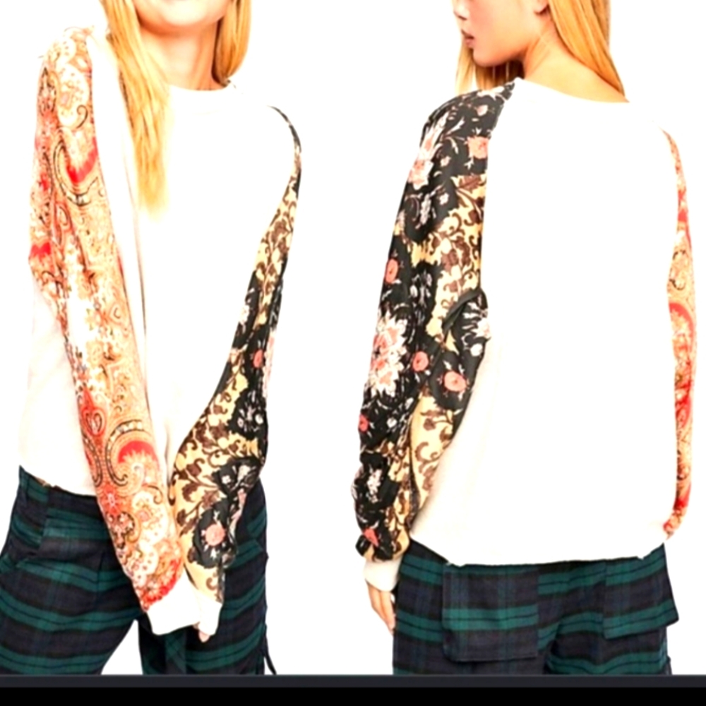 Free People Cotton Vintage Affair Oversized Pullover Long Sleeve Top M